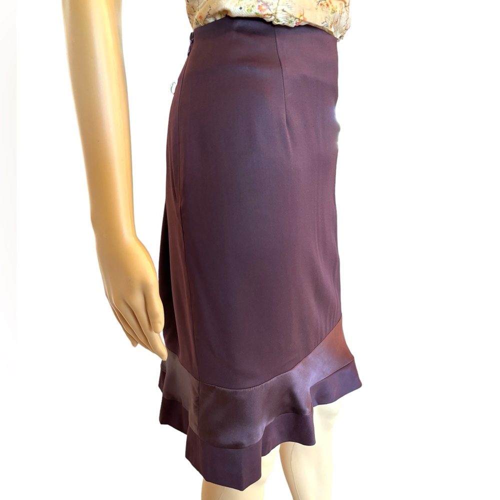 Liliu Burgundy Silk Trim Skirt Size 6 - Picture 5 of 7